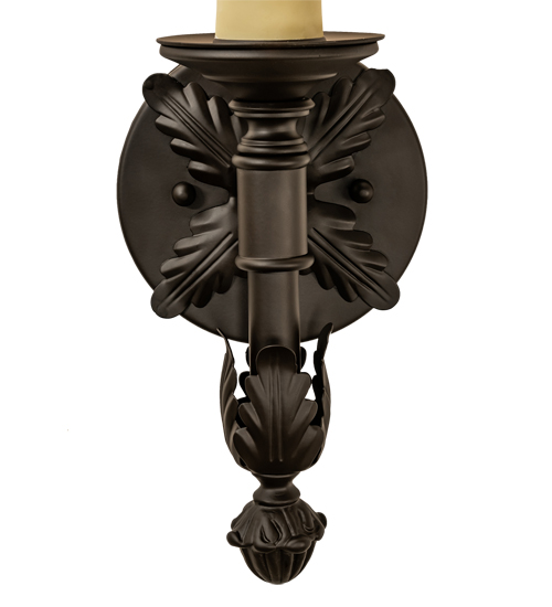  VICTORIAN FAUX CANDLE SLEVES CANDLE BULB ON TOP STAMPED/CAST METAL LEAF ROSETTE FLOWER ACCENT