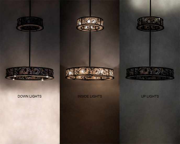  RUSTIC LODGE RUSTIC OR MOUNTIAN GREAT ROOM MICA DOWN LIGHTS SPOT LIGHT POINTING DOWN FOR FUNCTION