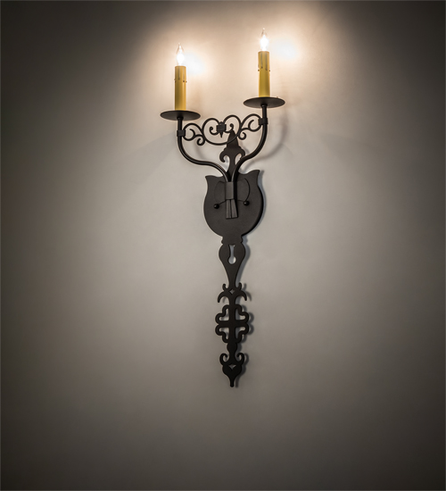  VICTORIAN GOTHIC SCROLL FEATURES CRAFTED OF STEEL FAUX CANDLE SLEVES CANDLE BULB ON TOP