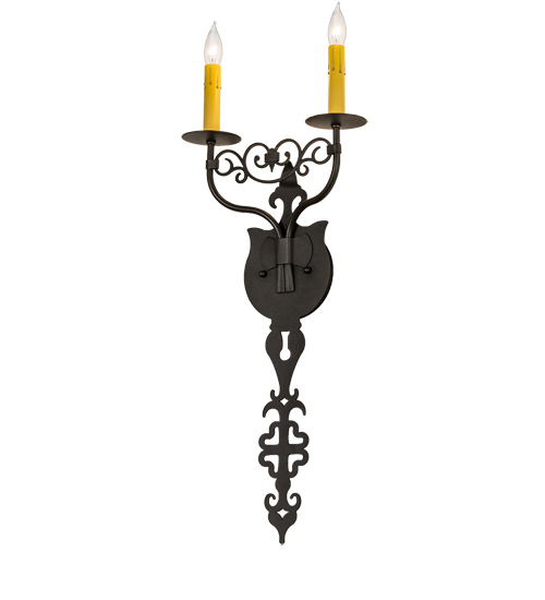  VICTORIAN GOTHIC SCROLL FEATURES CRAFTED OF STEEL FAUX CANDLE SLEVES CANDLE BULB ON TOP