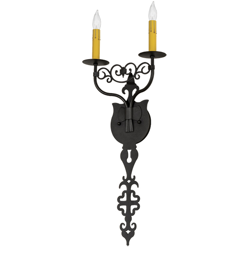  VICTORIAN GOTHIC SCROLL FEATURES CRAFTED OF STEEL FAUX CANDLE SLEVES CANDLE BULB ON TOP