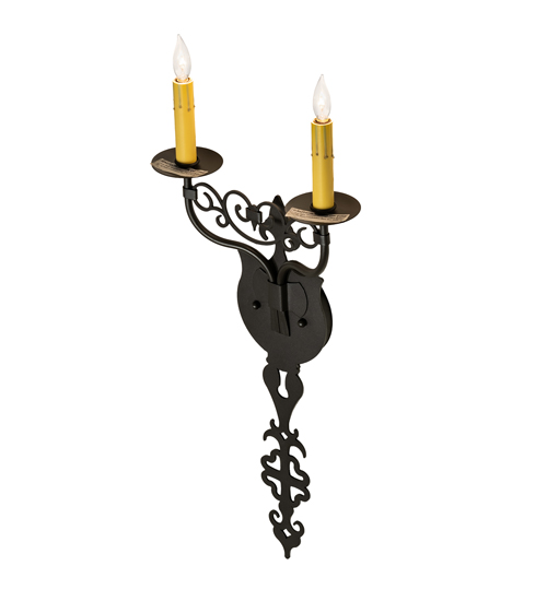  VICTORIAN GOTHIC SCROLL FEATURES CRAFTED OF STEEL FAUX CANDLE SLEVES CANDLE BULB ON TOP