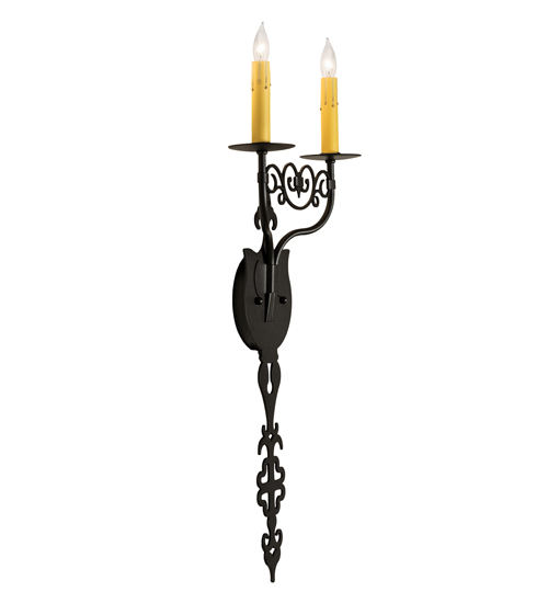  VICTORIAN GOTHIC SCROLL FEATURES CRAFTED OF STEEL FAUX CANDLE SLEVES CANDLE BULB ON TOP