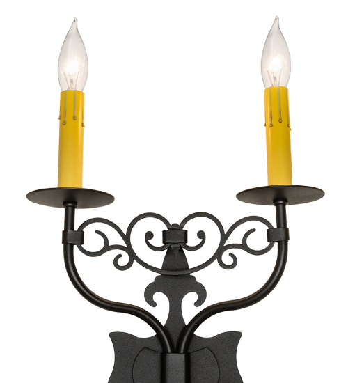  VICTORIAN GOTHIC SCROLL FEATURES CRAFTED OF STEEL FAUX CANDLE SLEVES CANDLE BULB ON TOP