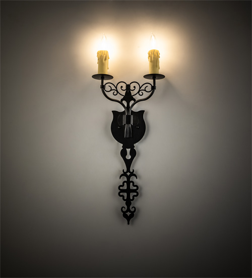  VICTORIAN GOTHIC SCROLL FEATURES CRAFTED OF STEEL FAUX CANDLE SLEVES CANDLE BULB ON TOP