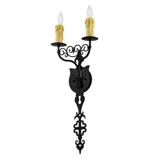  VICTORIAN GOTHIC SCROLL FEATURES CRAFTED OF STEEL FAUX CANDLE SLEVES CANDLE BULB ON TOP