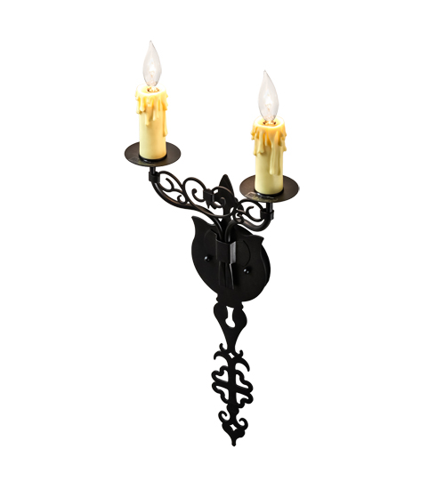  VICTORIAN GOTHIC SCROLL FEATURES CRAFTED OF STEEL FAUX CANDLE SLEVES CANDLE BULB ON TOP