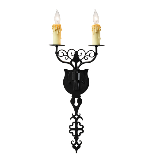  VICTORIAN GOTHIC SCROLL FEATURES CRAFTED OF STEEL FAUX CANDLE SLEVES CANDLE BULB ON TOP