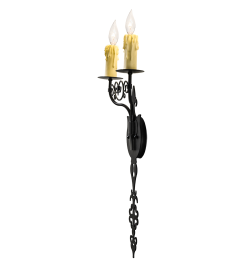  VICTORIAN GOTHIC SCROLL FEATURES CRAFTED OF STEEL FAUX CANDLE SLEVES CANDLE BULB ON TOP