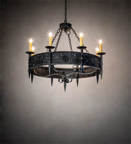  GOTHIC FORGED AND CAST IRON FAUX CANDLE SLEVES CANDLE BULB ON TOP STAMPED/CAST METAL LEAF ROSETTE FLOWER ACCENT