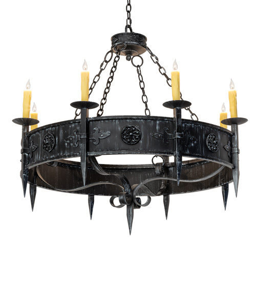  GOTHIC FORGED AND CAST IRON FAUX CANDLE SLEVES CANDLE BULB ON TOP STAMPED/CAST METAL LEAF ROSETTE FLOWER ACCENT