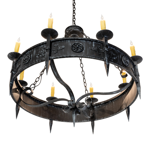  GOTHIC FORGED AND CAST IRON FAUX CANDLE SLEVES CANDLE BULB ON TOP STAMPED/CAST METAL LEAF ROSETTE FLOWER ACCENT