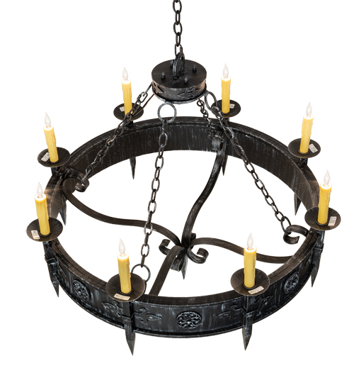  GOTHIC FORGED AND CAST IRON FAUX CANDLE SLEVES CANDLE BULB ON TOP STAMPED/CAST METAL LEAF ROSETTE FLOWER ACCENT