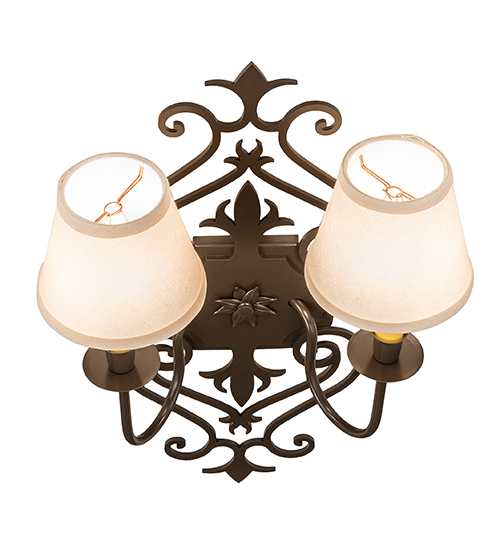  VICTORIAN FABRIC GOTHIC SCROLL FEATURES CRAFTED OF STEEL FAUX CANDLE SLEVES CANDLE BULB ON TOP