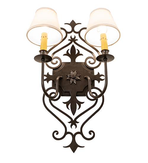  VICTORIAN FABRIC GOTHIC SCROLL FEATURES CRAFTED OF STEEL FAUX CANDLE SLEVES CANDLE BULB ON TOP