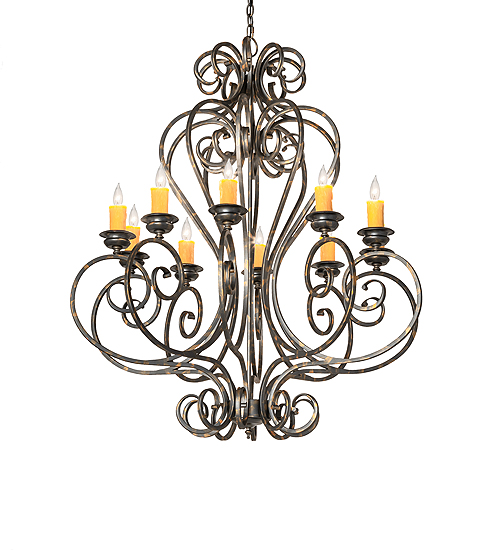  VICTORIAN SCROLL FEATURES CRAFTED OF STEEL FAUX CANDLE SLEVES CANDLE BULB ON TOP