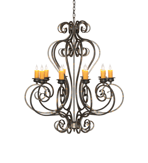  VICTORIAN SCROLL FEATURES CRAFTED OF STEEL FAUX CANDLE SLEVES CANDLE BULB ON TOP