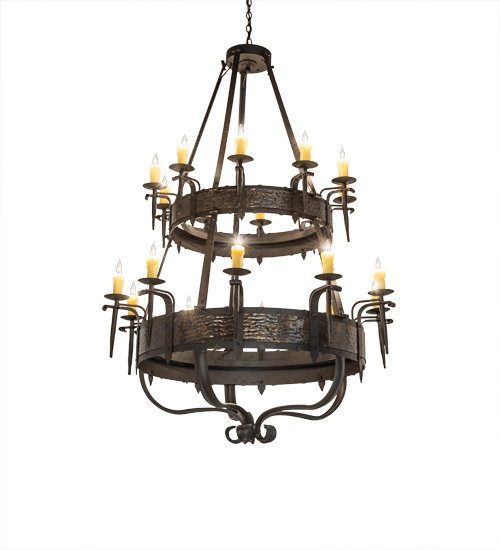  GOTHIC SCROLL FEATURES CRAFTED OF STEEL FORGED AND CAST IRON FAUX CANDLE SLEVES CANDLE BULB ON TOP