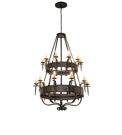  GOTHIC SCROLL FEATURES CRAFTED OF STEEL FORGED AND CAST IRON FAUX CANDLE SLEVES CANDLE BULB ON TOP