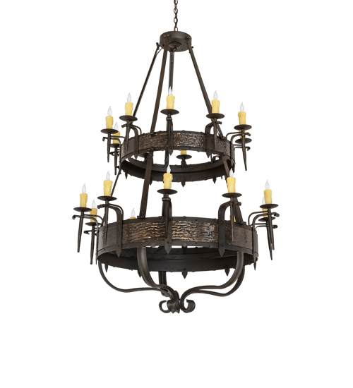  GOTHIC SCROLL FEATURES CRAFTED OF STEEL FORGED AND CAST IRON FAUX CANDLE SLEVES CANDLE BULB ON TOP