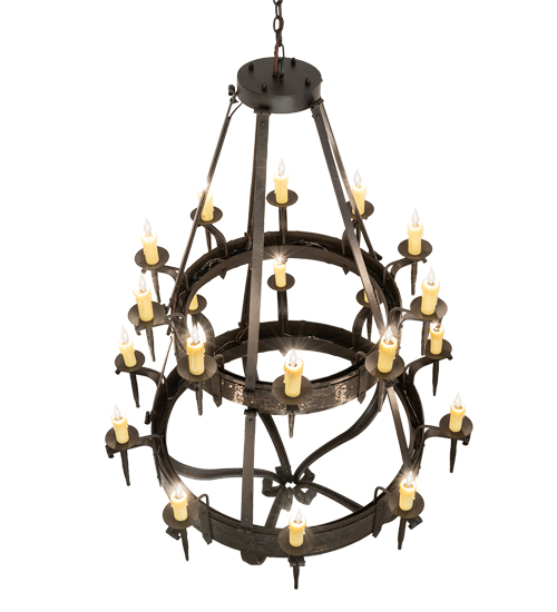  GOTHIC SCROLL FEATURES CRAFTED OF STEEL FORGED AND CAST IRON FAUX CANDLE SLEVES CANDLE BULB ON TOP