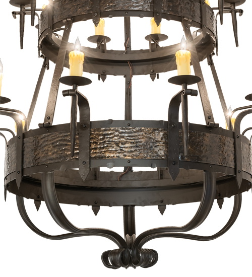  GOTHIC SCROLL FEATURES CRAFTED OF STEEL FORGED AND CAST IRON FAUX CANDLE SLEVES CANDLE BULB ON TOP