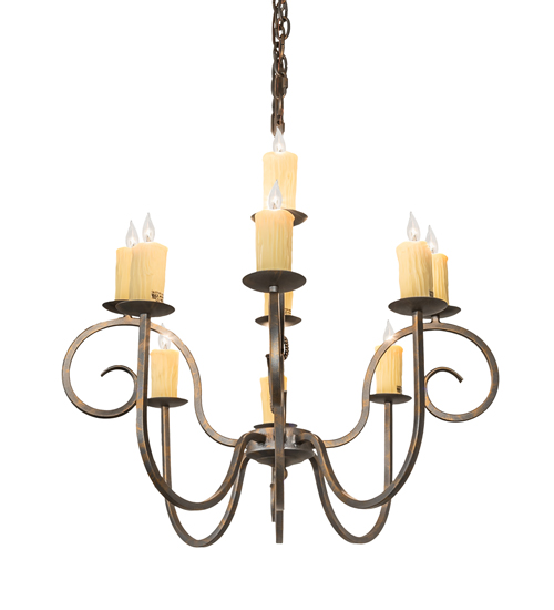  VICTORIAN SCROLL FEATURES CRAFTED OF STEEL FAUX CANDLE SLEVES CANDLE BULB ON TOP