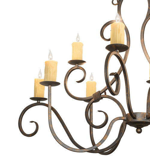  VICTORIAN SCROLL FEATURES CRAFTED OF STEEL FAUX CANDLE SLEVES CANDLE BULB ON TOP