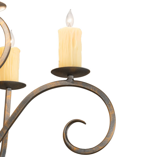  VICTORIAN SCROLL FEATURES CRAFTED OF STEEL FAUX CANDLE SLEVES CANDLE BULB ON TOP