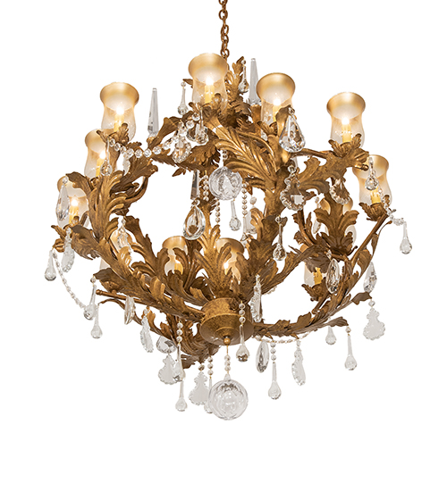  VICTORIAN CRYSTAL ACCENTS FAUX CANDLE SLEVES CANDLE BULB ON TOP STAMPED/CAST METAL LEAF ROSETTE FLOWER ACCENT