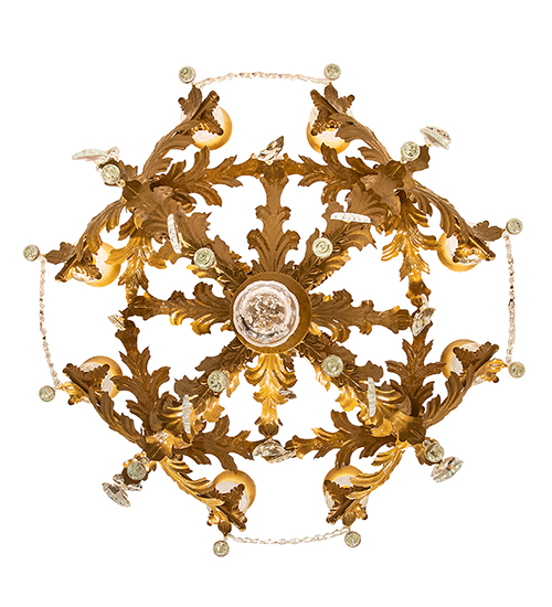  VICTORIAN CRYSTAL ACCENTS FAUX CANDLE SLEVES CANDLE BULB ON TOP STAMPED/CAST METAL LEAF ROSETTE FLOWER ACCENT