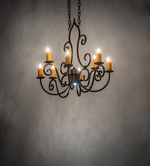  VICTORIAN SCROLL FEATURES CRAFTED OF STEEL IN CHANDELIERS FAUX CANDLE SLEVES CANDLE BULB ON TOP