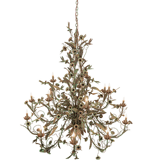  RUSTIC FLORAL NOUVEAU STAMPED/CAST METAL LEAF ROSETTE FLOWER ACCENT