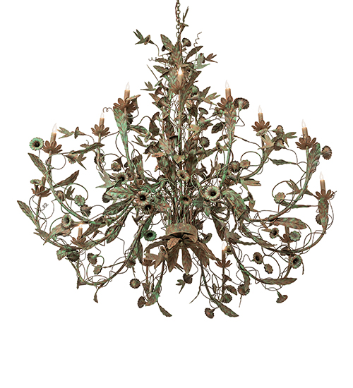  RUSTIC FLORAL NOUVEAU STAMPED/CAST METAL LEAF ROSETTE FLOWER ACCENT