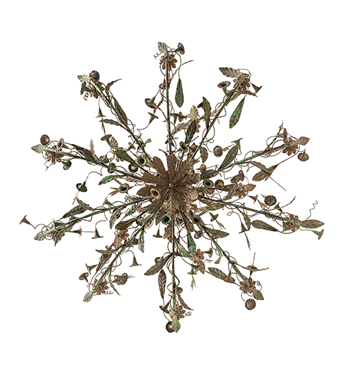  RUSTIC FLORAL NOUVEAU STAMPED/CAST METAL LEAF ROSETTE FLOWER ACCENT