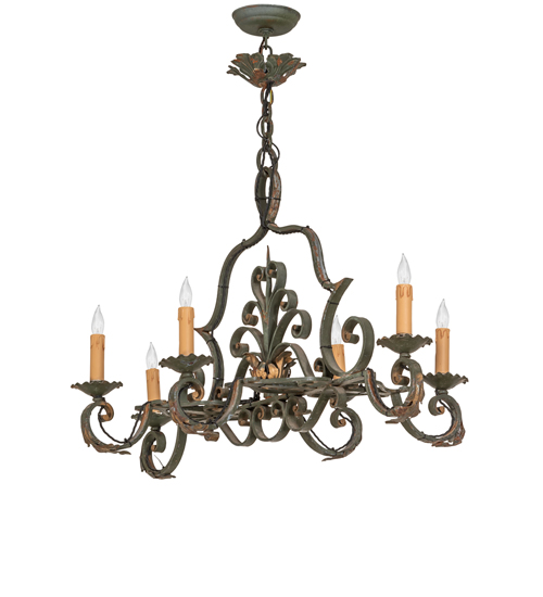  VICTORIAN SCROLL FEATURES CRAFTED OF STEEL FAUX CANDLE SLEVES CANDLE BULB ON TOP