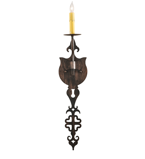  GOTHIC SCROLL FEATURES CRAFTED OF STEEL FAUX CANDLE SLEVES CANDLE BULB ON TOP