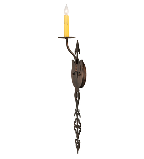  GOTHIC SCROLL FEATURES CRAFTED OF STEEL FAUX CANDLE SLEVES CANDLE BULB ON TOP