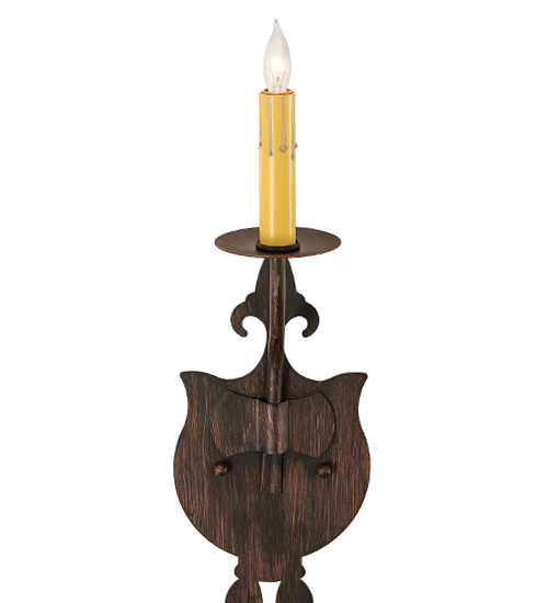  GOTHIC SCROLL FEATURES CRAFTED OF STEEL FAUX CANDLE SLEVES CANDLE BULB ON TOP