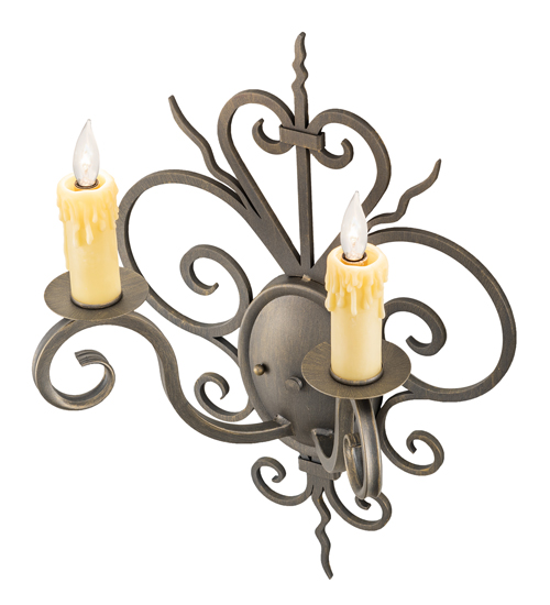  VICTORIAN GOTHIC SCROLL FEATURES CRAFTED OF STEEL FAUX CANDLE SLEVES CANDLE BULB ON TOP