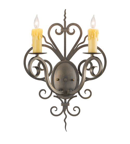  VICTORIAN GOTHIC SCROLL FEATURES CRAFTED OF STEEL FAUX CANDLE SLEVES CANDLE BULB ON TOP