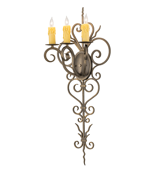  VICTORIAN SCROLL FEATURES CRAFTED OF STEEL FORGED AND CAST IRON FAUX CANDLE SLEVES CANDLE BULB ON TOP