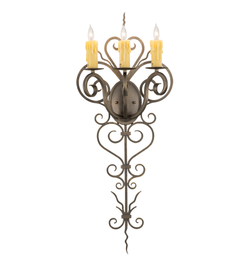  VICTORIAN SCROLL FEATURES CRAFTED OF STEEL FORGED AND CAST IRON FAUX CANDLE SLEVES CANDLE BULB ON TOP