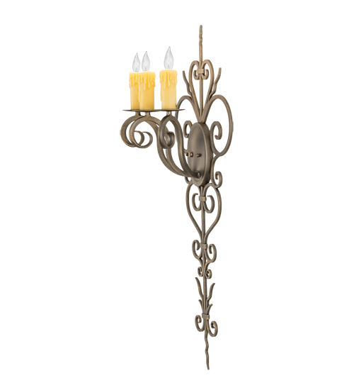  VICTORIAN SCROLL FEATURES CRAFTED OF STEEL FORGED AND CAST IRON FAUX CANDLE SLEVES CANDLE BULB ON TOP