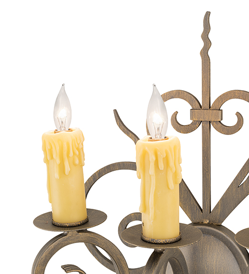 VICTORIAN SCROLL FEATURES CRAFTED OF STEEL FORGED AND CAST IRON FAUX CANDLE SLEVES CANDLE BULB ON TOP