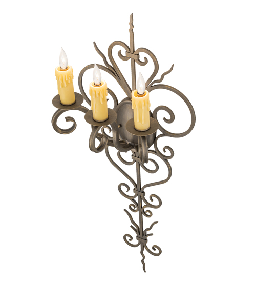  VICTORIAN SCROLL FEATURES CRAFTED OF STEEL FORGED AND CAST IRON FAUX CANDLE SLEVES CANDLE BULB ON TOP