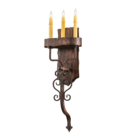  RUSTIC VICTORIAN SCROLL FEATURES CRAFTED OF STEEL FAUX CANDLE SLEVES CANDLE BULB ON TOP