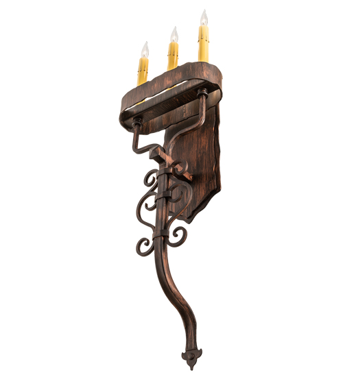  RUSTIC VICTORIAN SCROLL FEATURES CRAFTED OF STEEL FAUX CANDLE SLEVES CANDLE BULB ON TOP