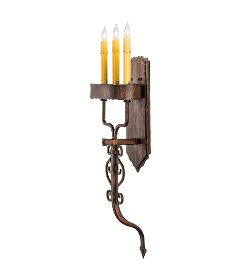  RUSTIC VICTORIAN SCROLL FEATURES CRAFTED OF STEEL FAUX CANDLE SLEVES CANDLE BULB ON TOP