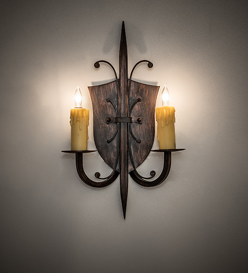  GOTHIC SCROLL FEATURES CRAFTED OF STEEL FAUX CANDLE SLEVES CANDLE BULB ON TOP